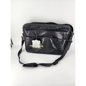Black Vtg Henry Rosenfeld Leather Messenger / Laptop Bag With Tags
